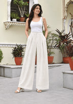 Women Linen Wide Leg Classy Pants