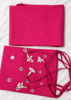 Pink Mirror Work Kurta Set for Women