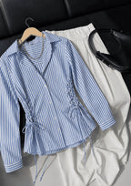Women's Side Striped Fitted Lace-Up Shirt