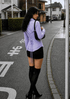Women’s Checked Lace-Up Fitted Shirt