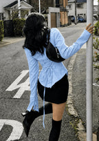 Women’s Checked Lace-Up Fitted Shirt