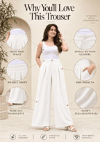 Women Linen Wide Leg Classy Pants