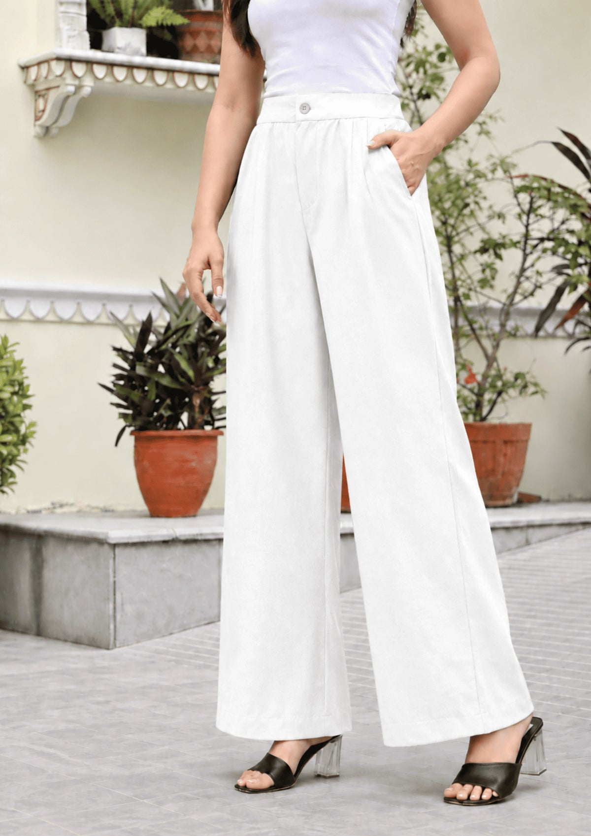 Women Linen Wide Leg Classy Pants