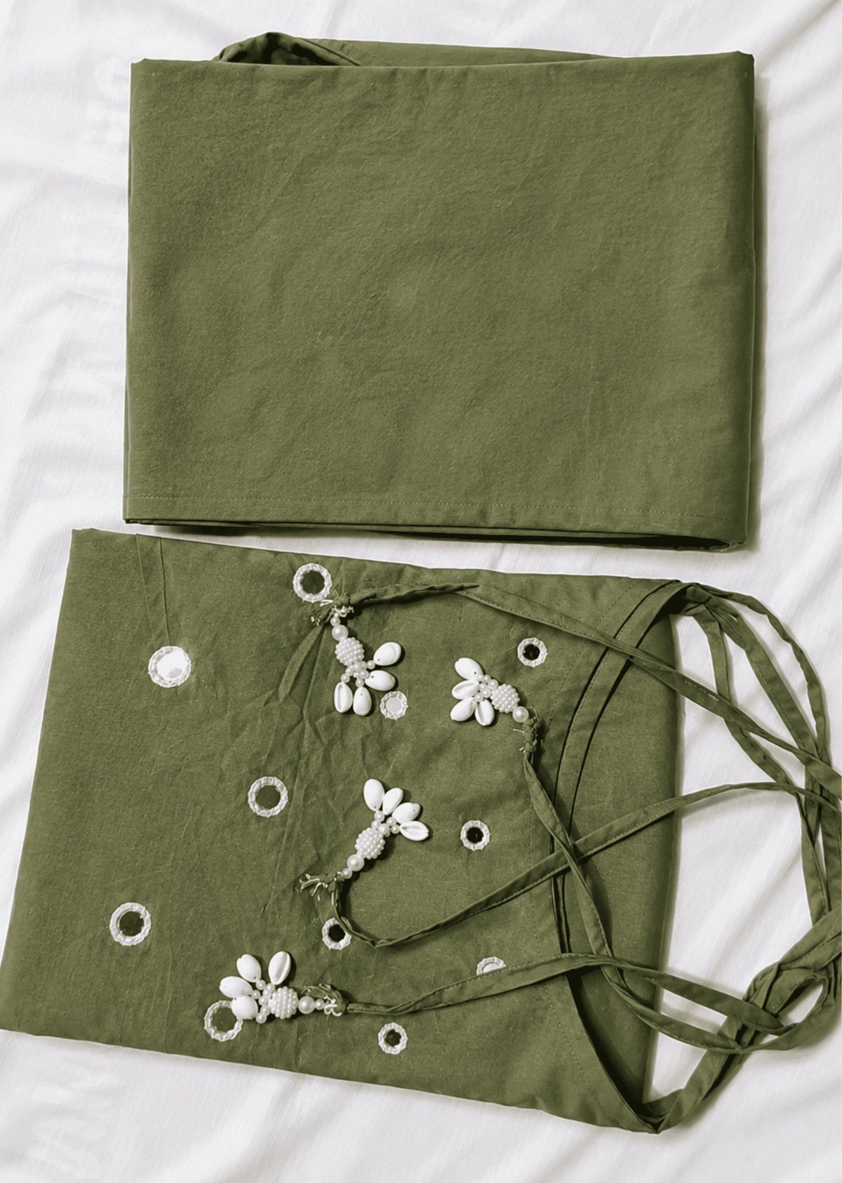 Olive Green Mirror Work Cotton Kurta Pant