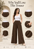 Women Linen Wide Leg Classy Pants