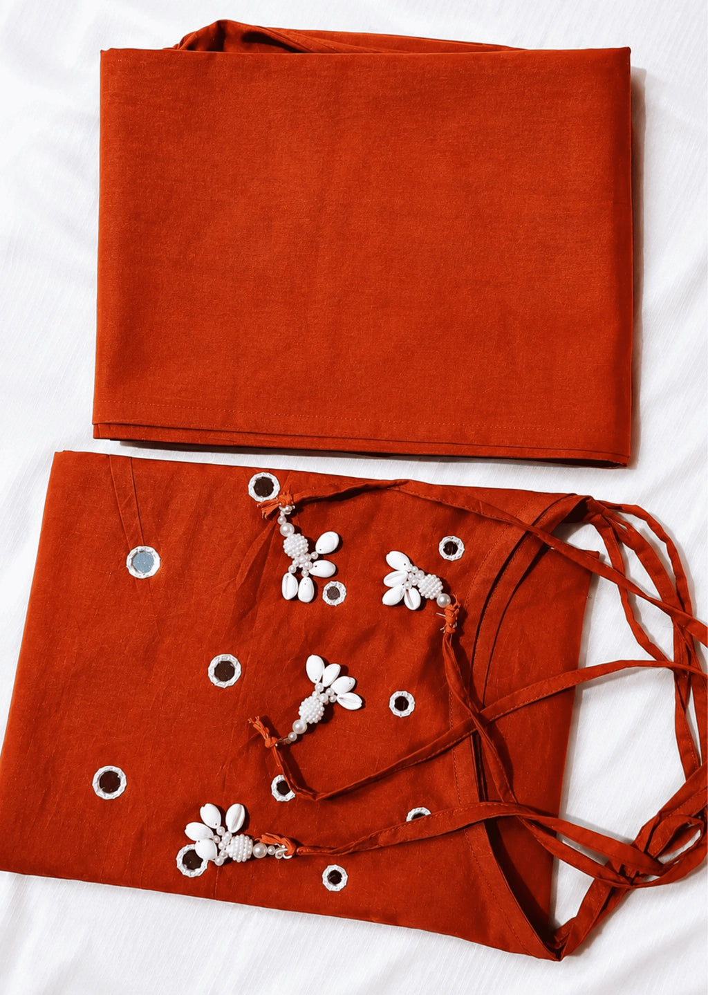 Women Red Mirror Work Kurta Set