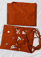 Rust Brown Mirror Work Cotton Kurta Pant