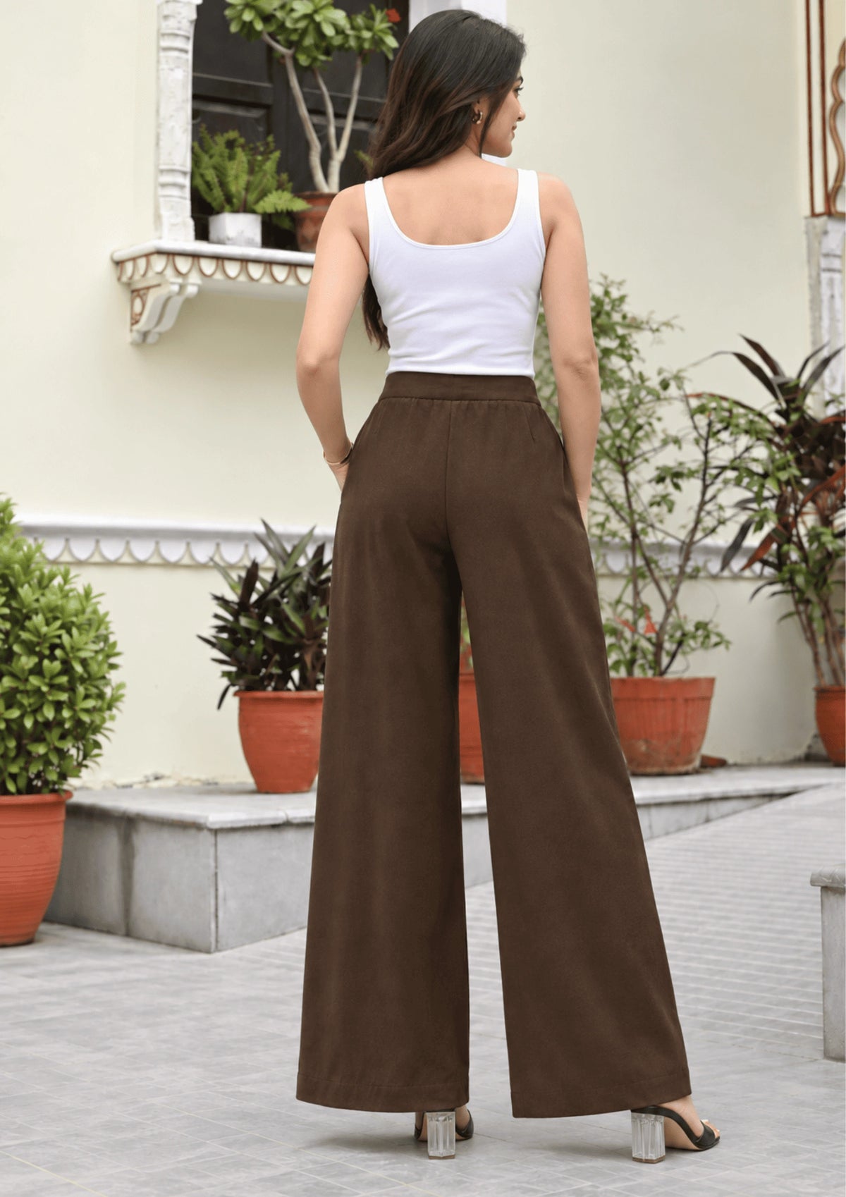 Women Linen Wide Leg Classy Pants