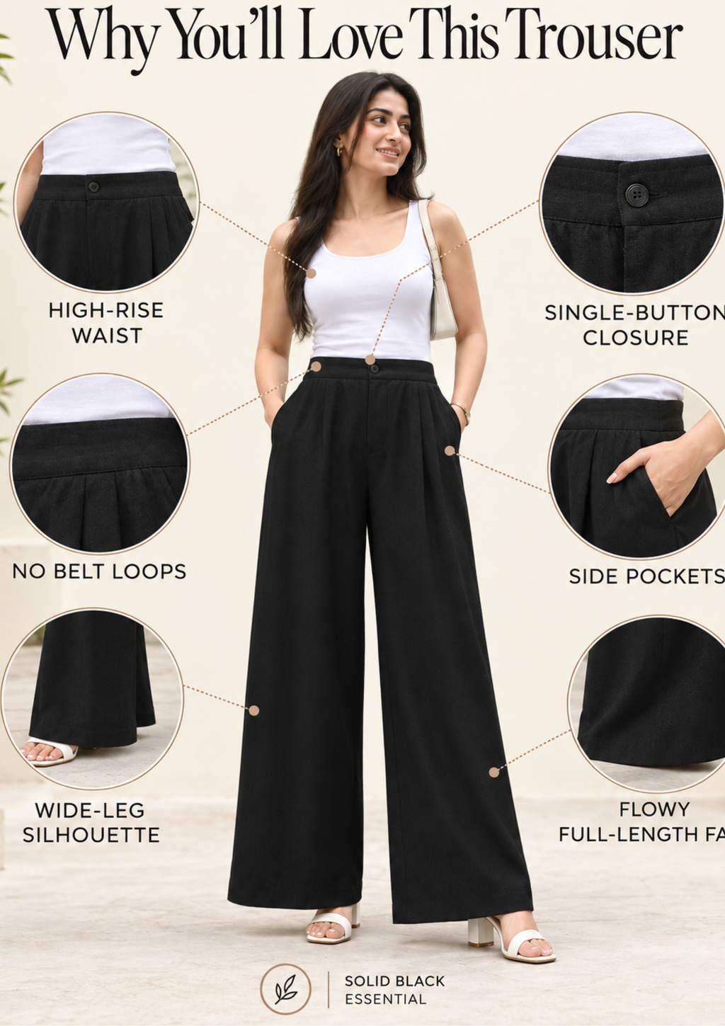 Women Linen Wide Leg Classy Pants