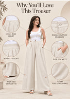 Women Linen Wide Leg Classy Pants