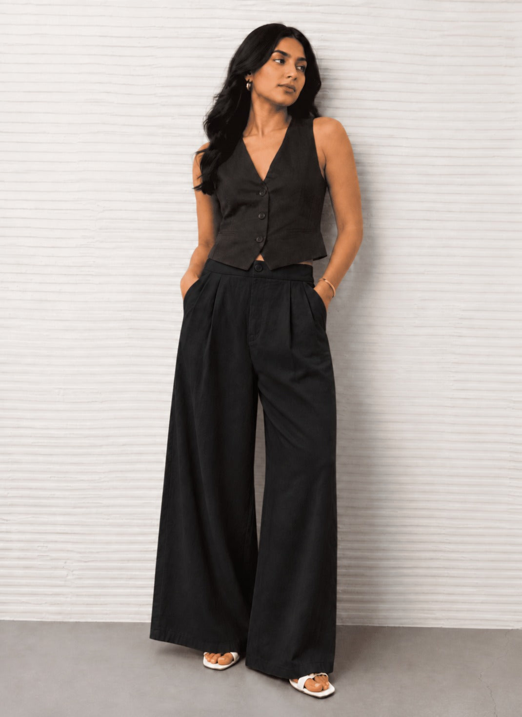 Women Linen Wide Leg Classy Pants