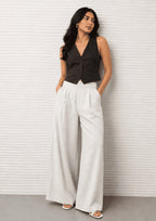 Women Linen Wide Leg Classy Pants