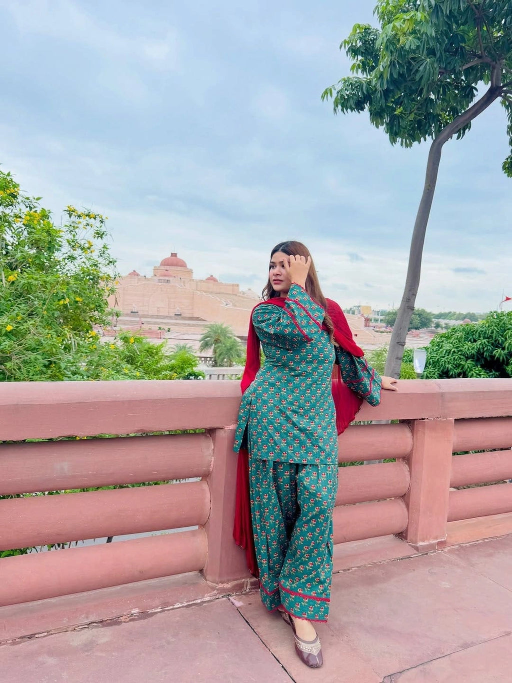 Women’s Printed Kurta Palazzo Suit Set with Dupatta