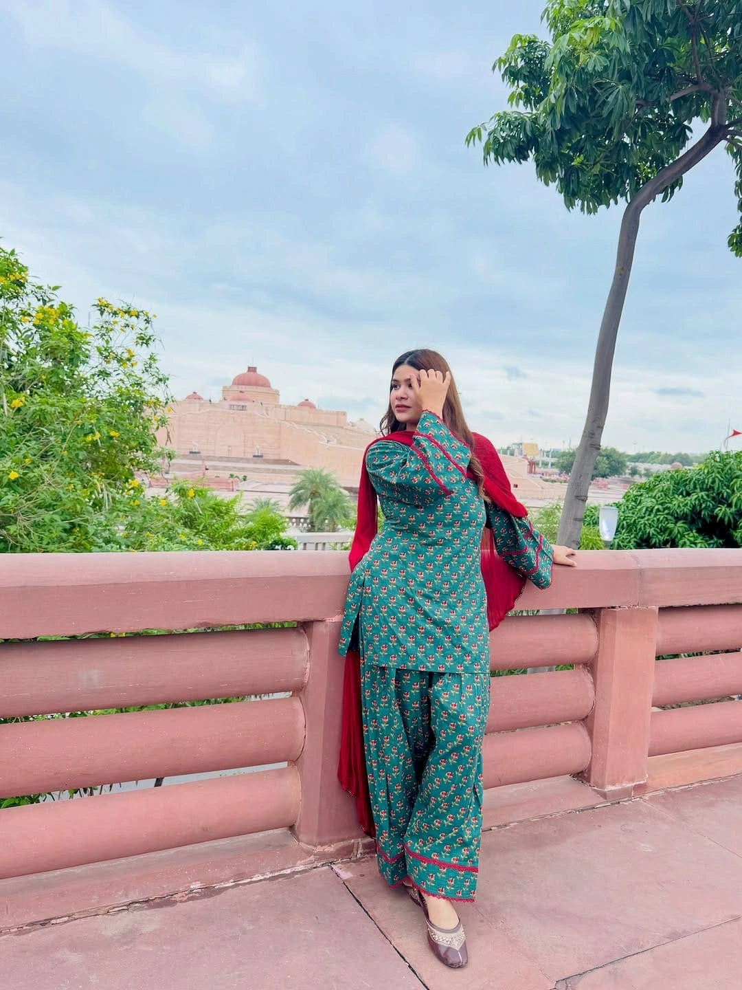 Women’s Printed Kurta Palazzo Suit Set with Dupatta
