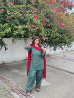 Women’s Printed Kurta Palazzo Suit Set with Dupatta
