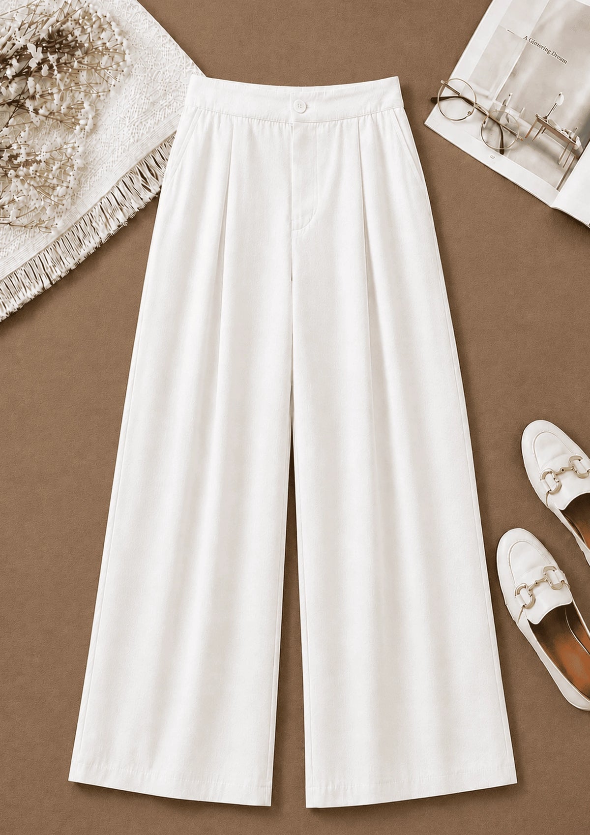 Women Linen Wide Leg Classy Pants