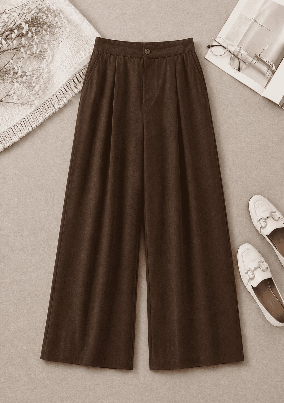 Women Linen Wide Leg Classy Pants