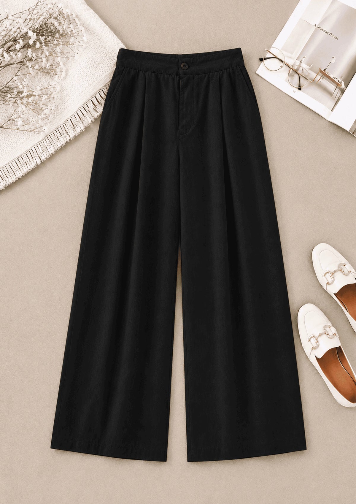 Women Linen Wide Leg Classy Pants