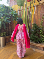 Women Pink Printed Kurta Palazzo Set
