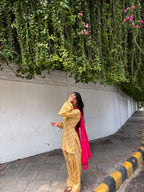 Women’s Printed Kurta Palazzo Suit Set with Dupatta